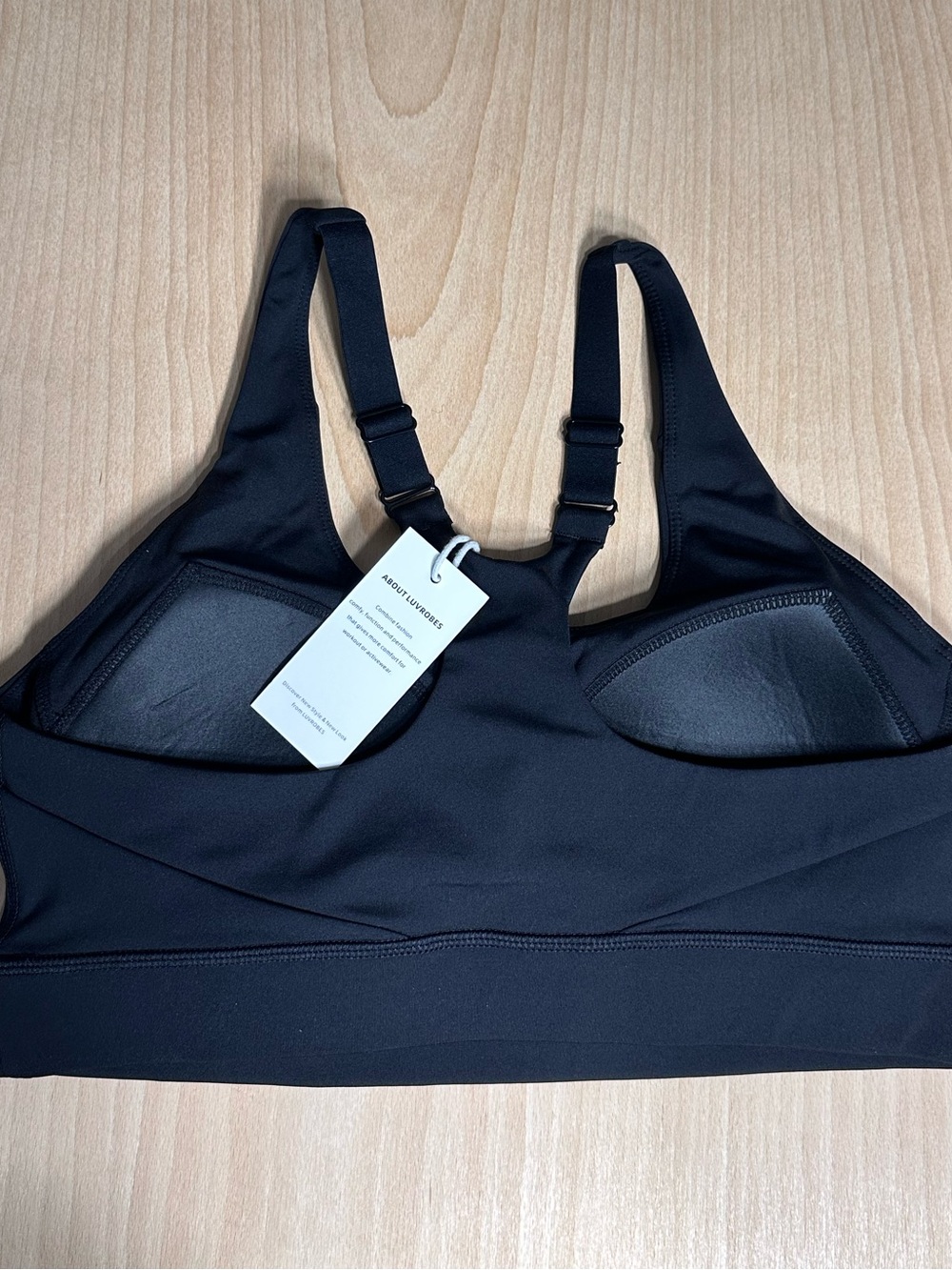 Black Adjustable-Strap Sports Bra by Luvrobes